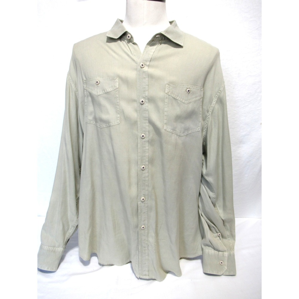 Tommy Bahama Men's Size XXL Tan Island Modern Fit Long Sleeve Button Front Shirt